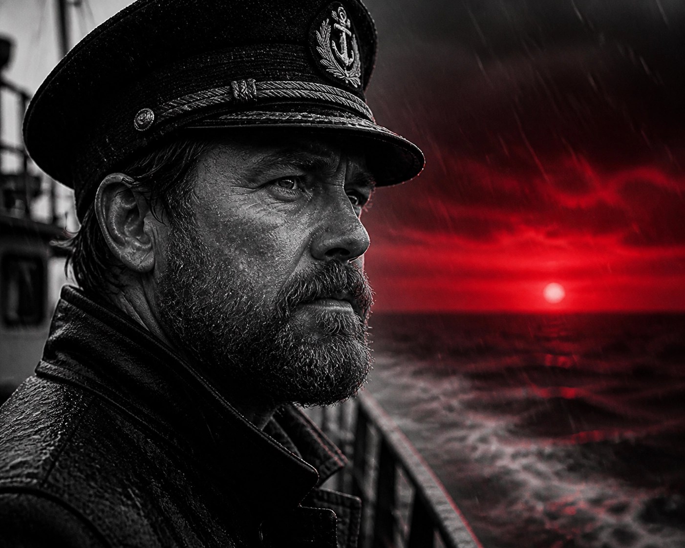 Close-up of a determined captain representing leadership and real-life bravery in global news.