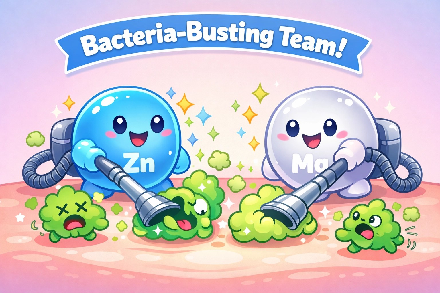 Cartoon minerals neutralizing odor-causing bacteria for effective fragrance-free deodorant performance.