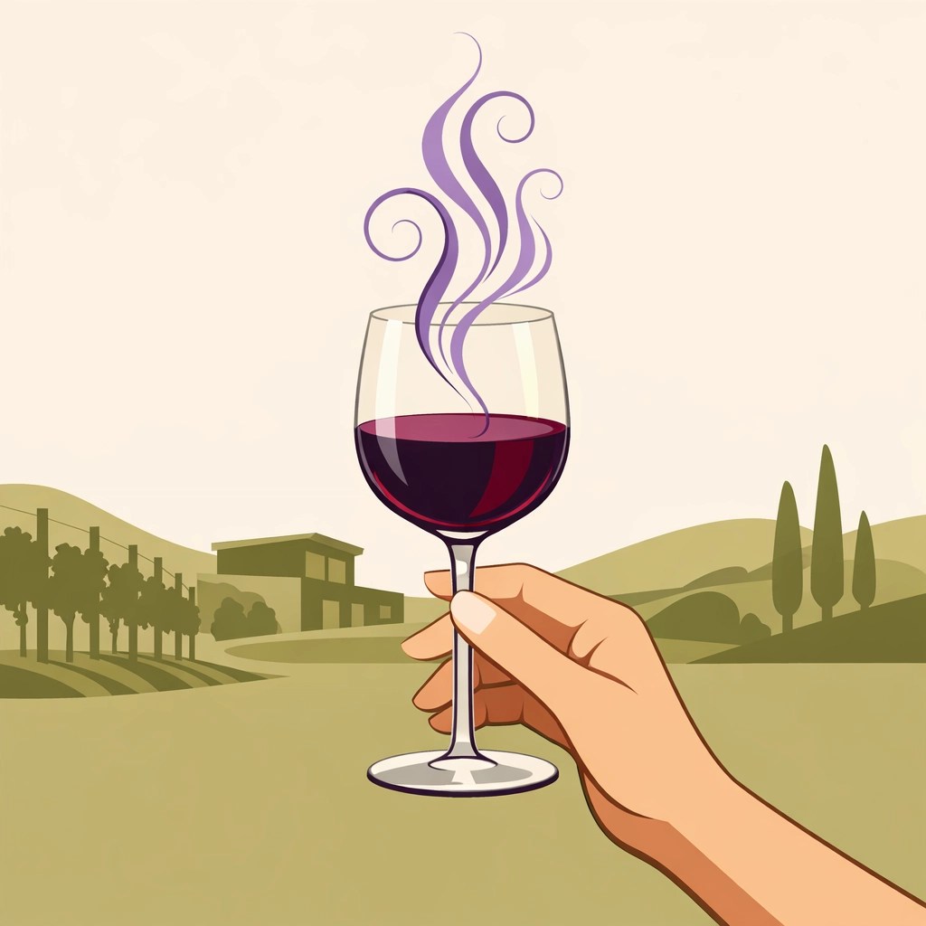 Close-up of a wine glass being swirled to capture aromatic notes during a professional Virginia wine tour.