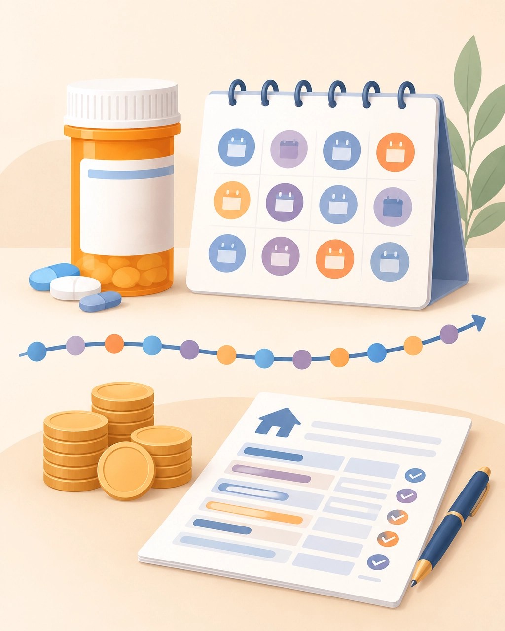 Prescription medication and Medicare cost comparison illustration