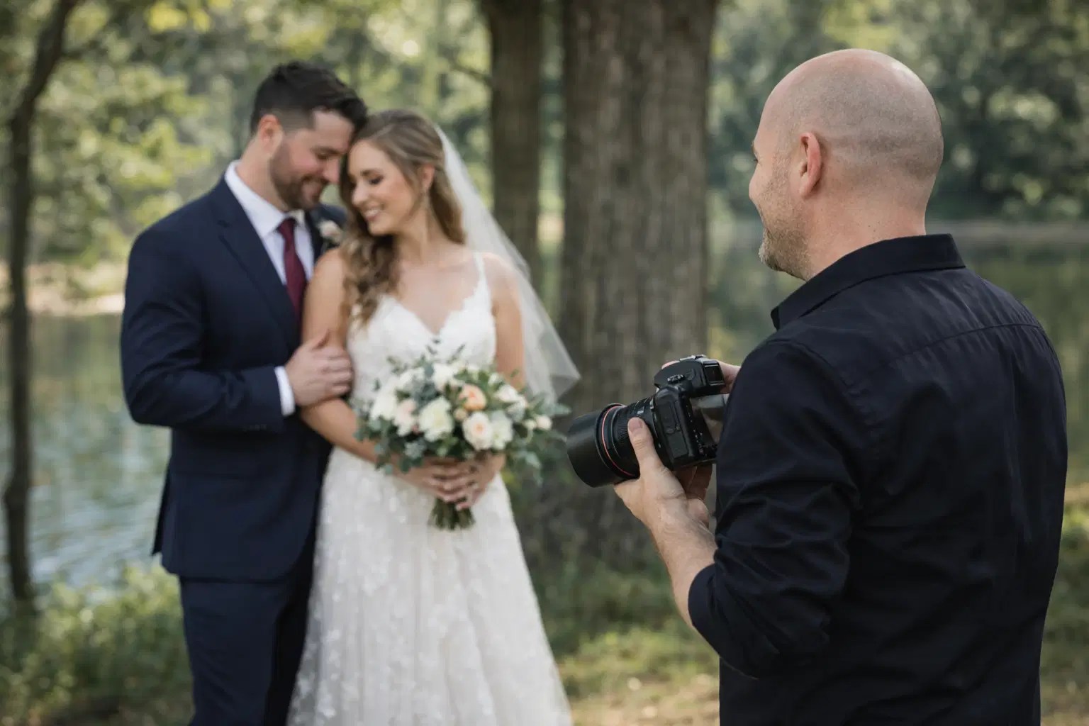 Mike in action, capturing a wedding moment
