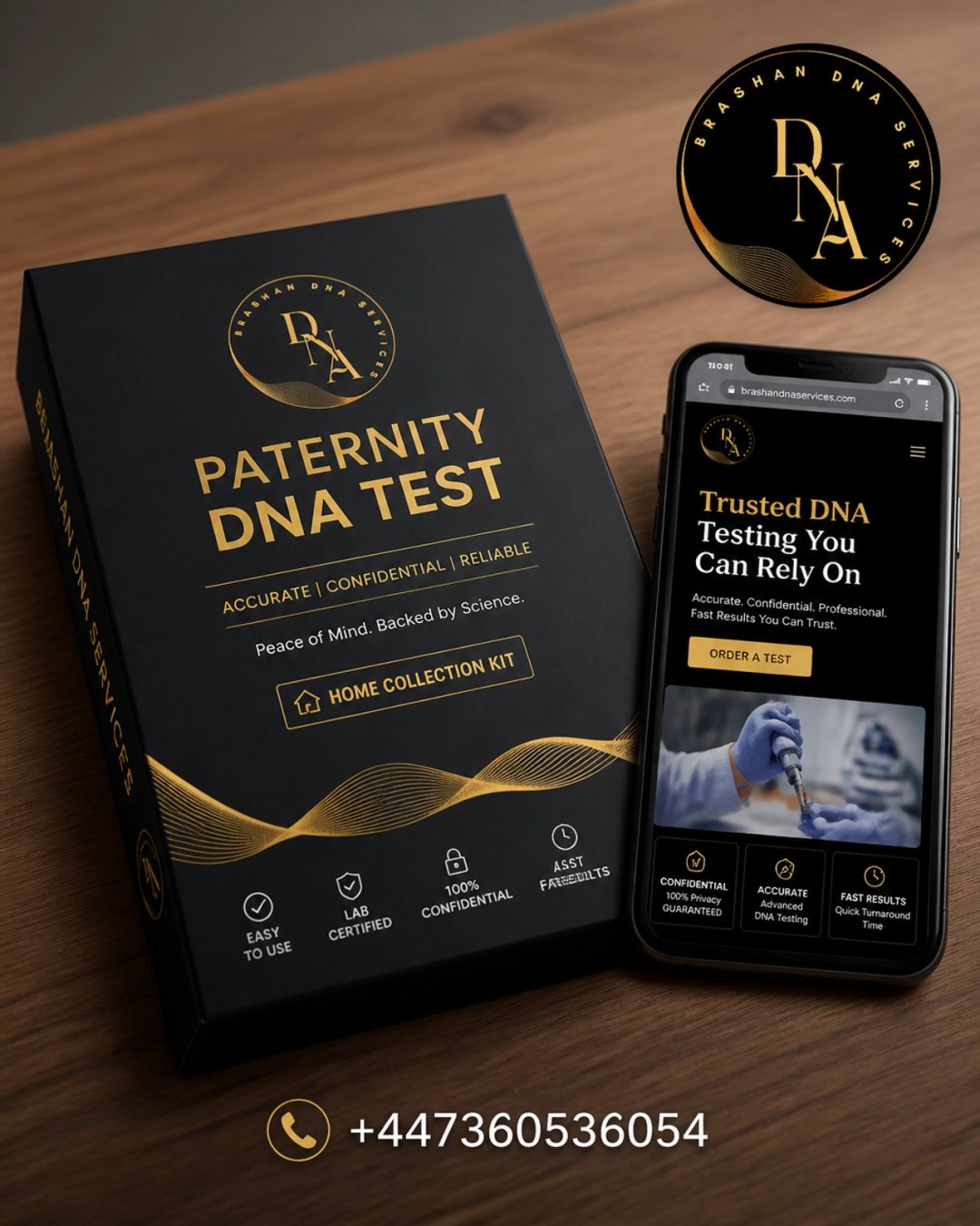 The Brashan DNA paternity kit ready for home use