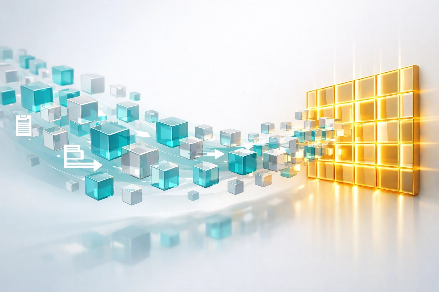 Digital data cubes illustrating bulk upload mapping and formatting for campaign finance reporting compliance.