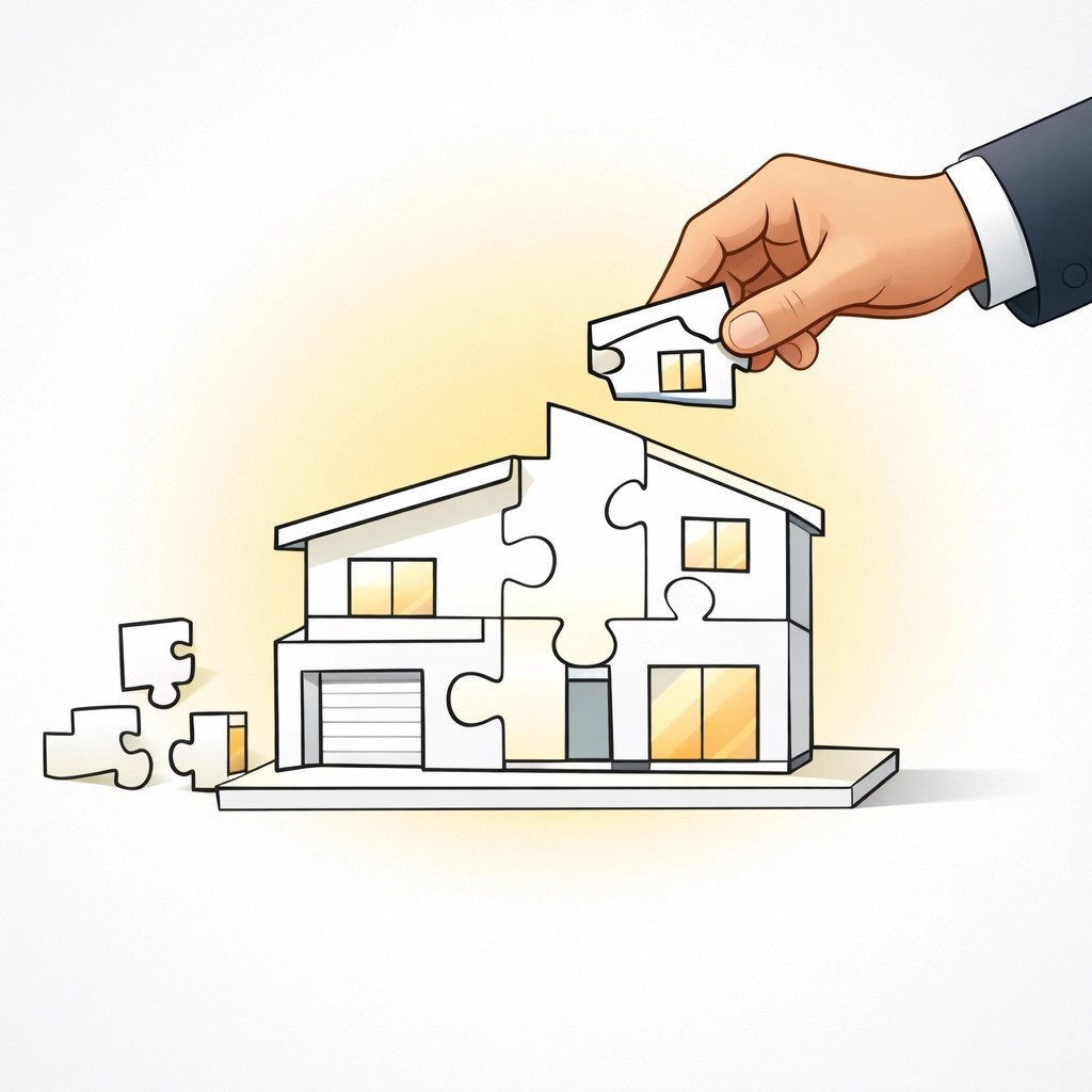 Illustration showing streamlined construction of an affordable $125 per square foot custom home.