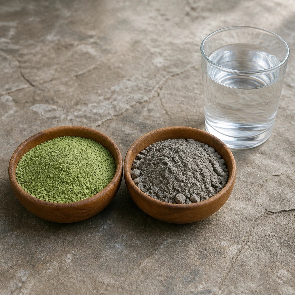 Comparison of pure green clay vs low quality clay