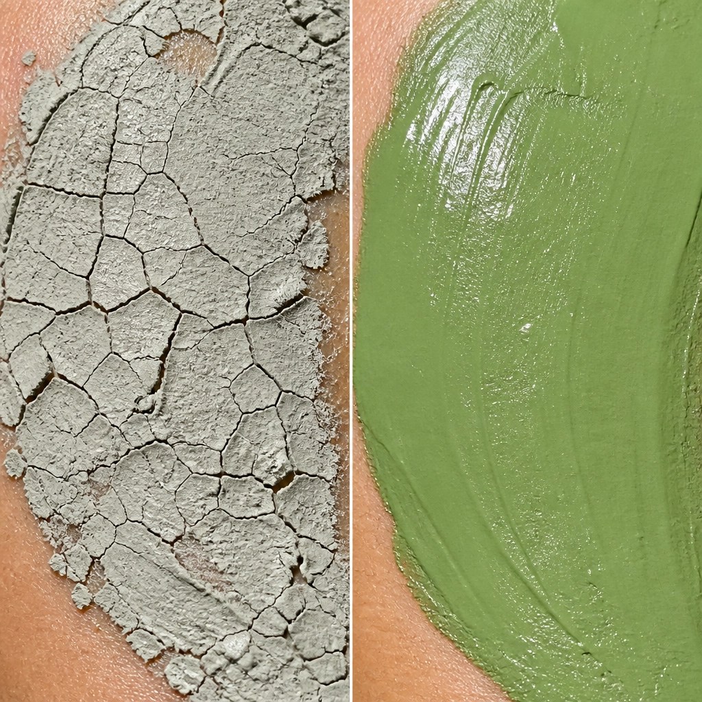Comparison of dry cracked clay versus smooth moist clay