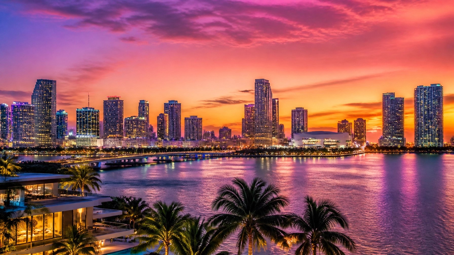 Miami Skyline at Dusk