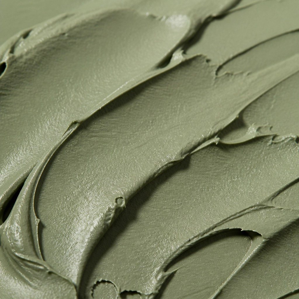 Macro shot of smooth green clay texture