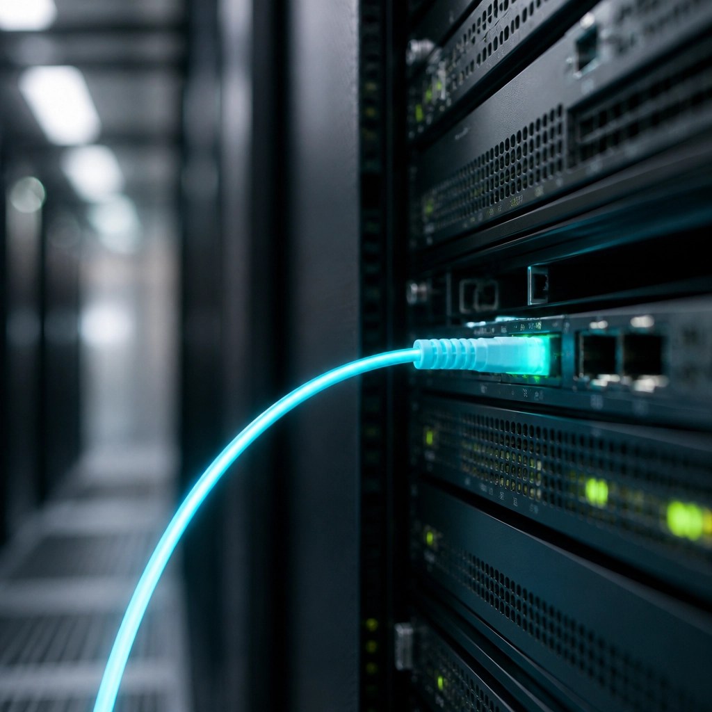 High-tech server room detailing the precision of modern digital infrastructure
