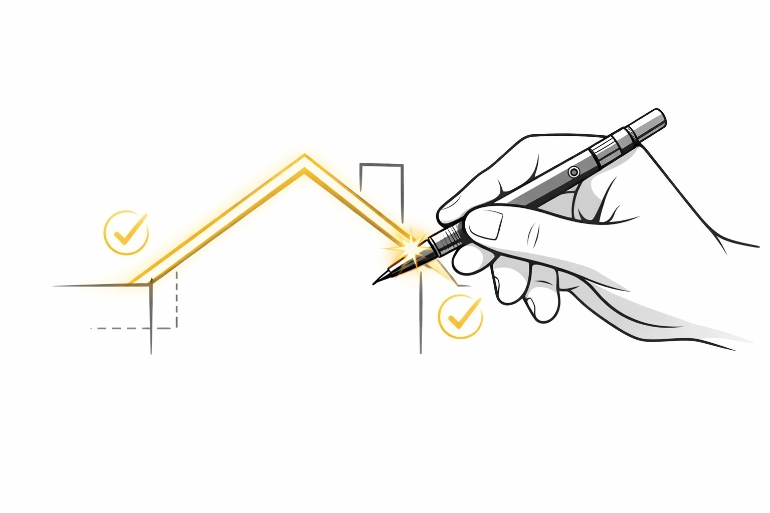 Precision craftsmanship and quality control illustration for custom luxury home construction projects.