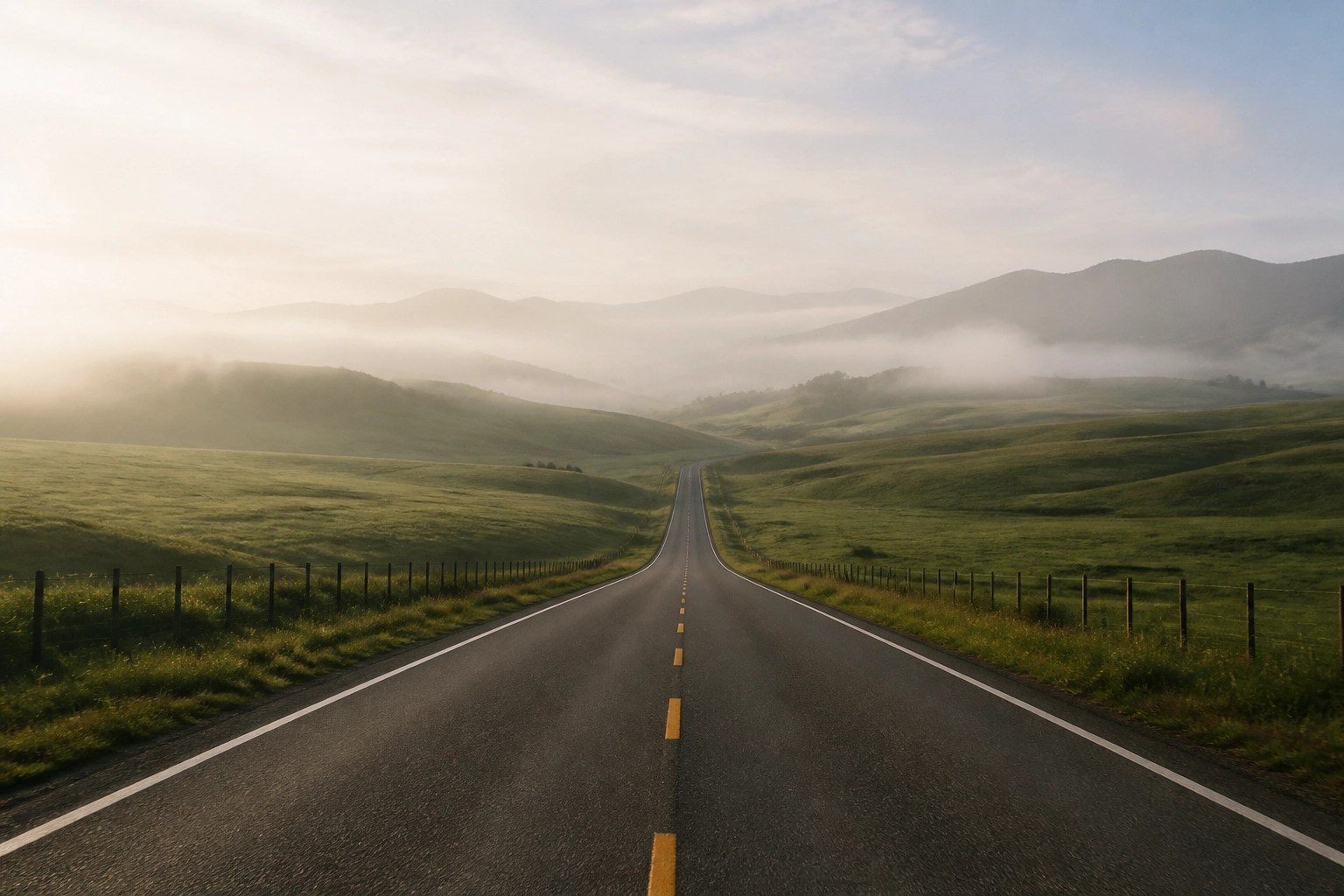Long rural road stretching into the distance, representing transportation barriers to healthcare.
