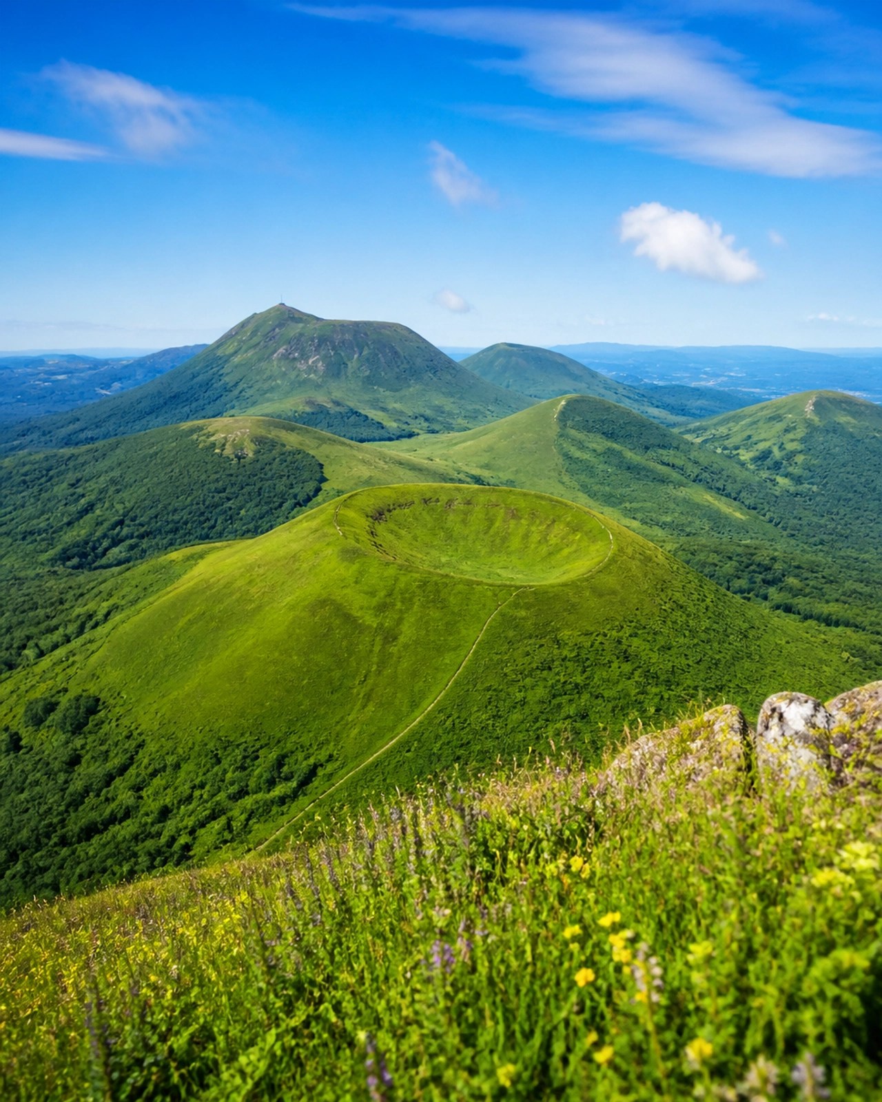 The Auvergne volcanic region in France