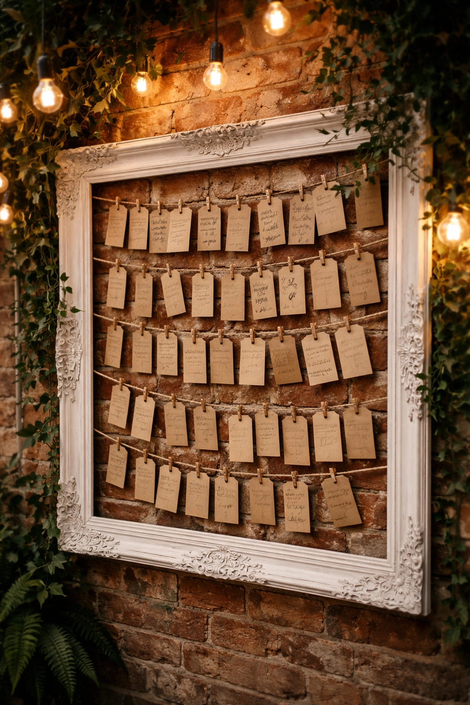 Rustic framed luggage tag guest book alternative with handwritten notes for Kent weddings