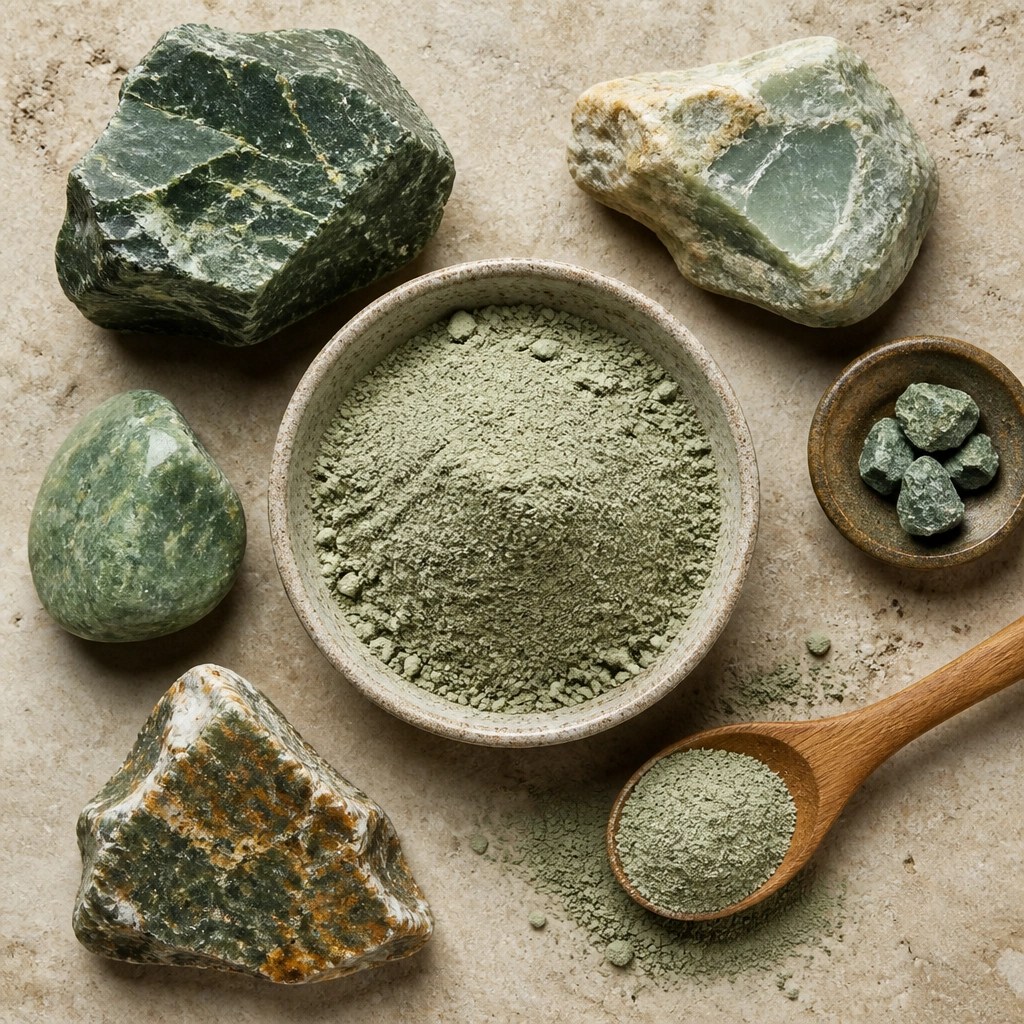 Natural earth elements and green clay powder