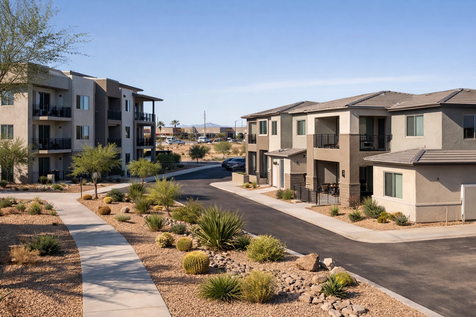 Contemporary multi-family housing and new residential construction in Casa Grande near I-10.