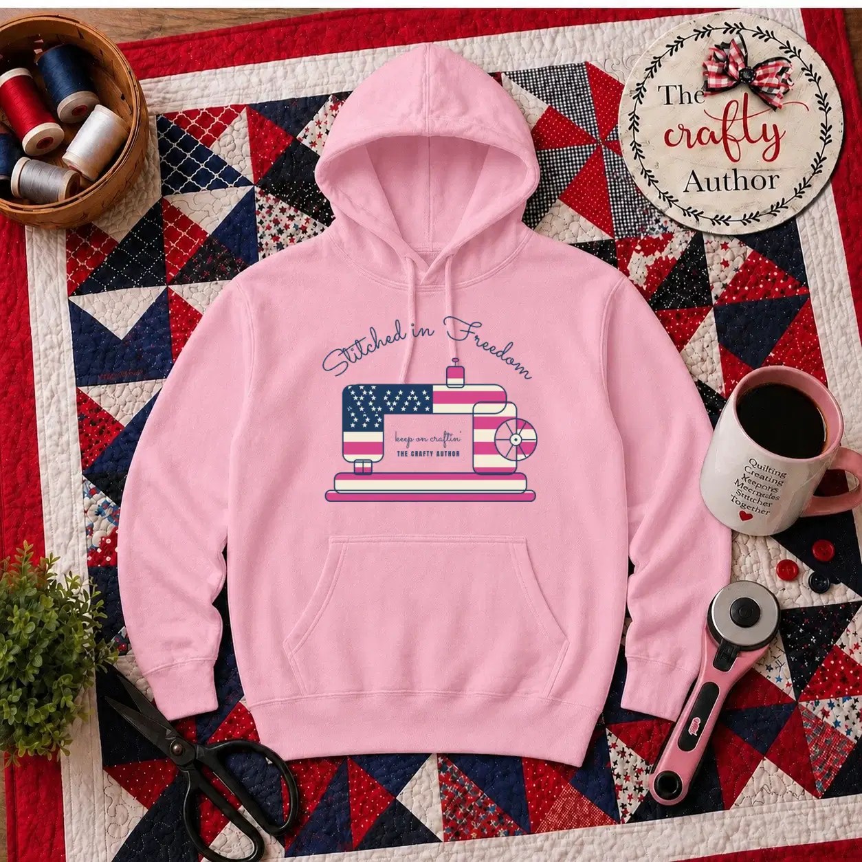 Stitched in Freedom Pink Hoodie