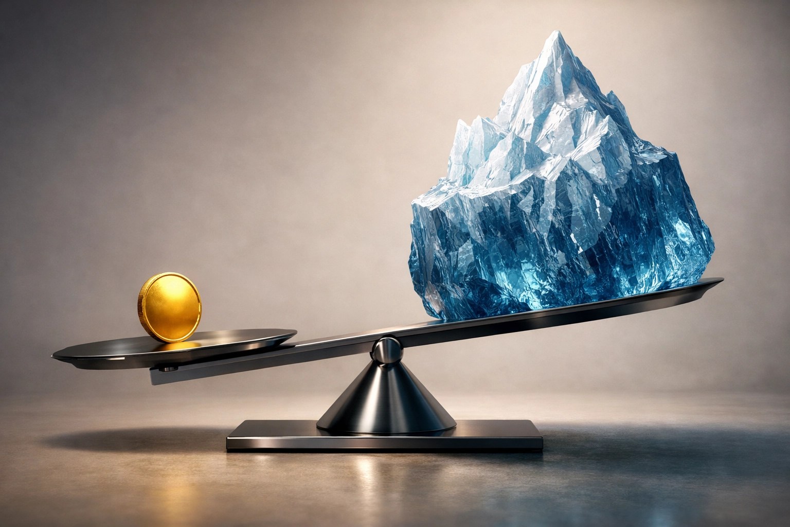 Scale weighing a low health insurance premium against heavy out-of-pocket deductible costs.