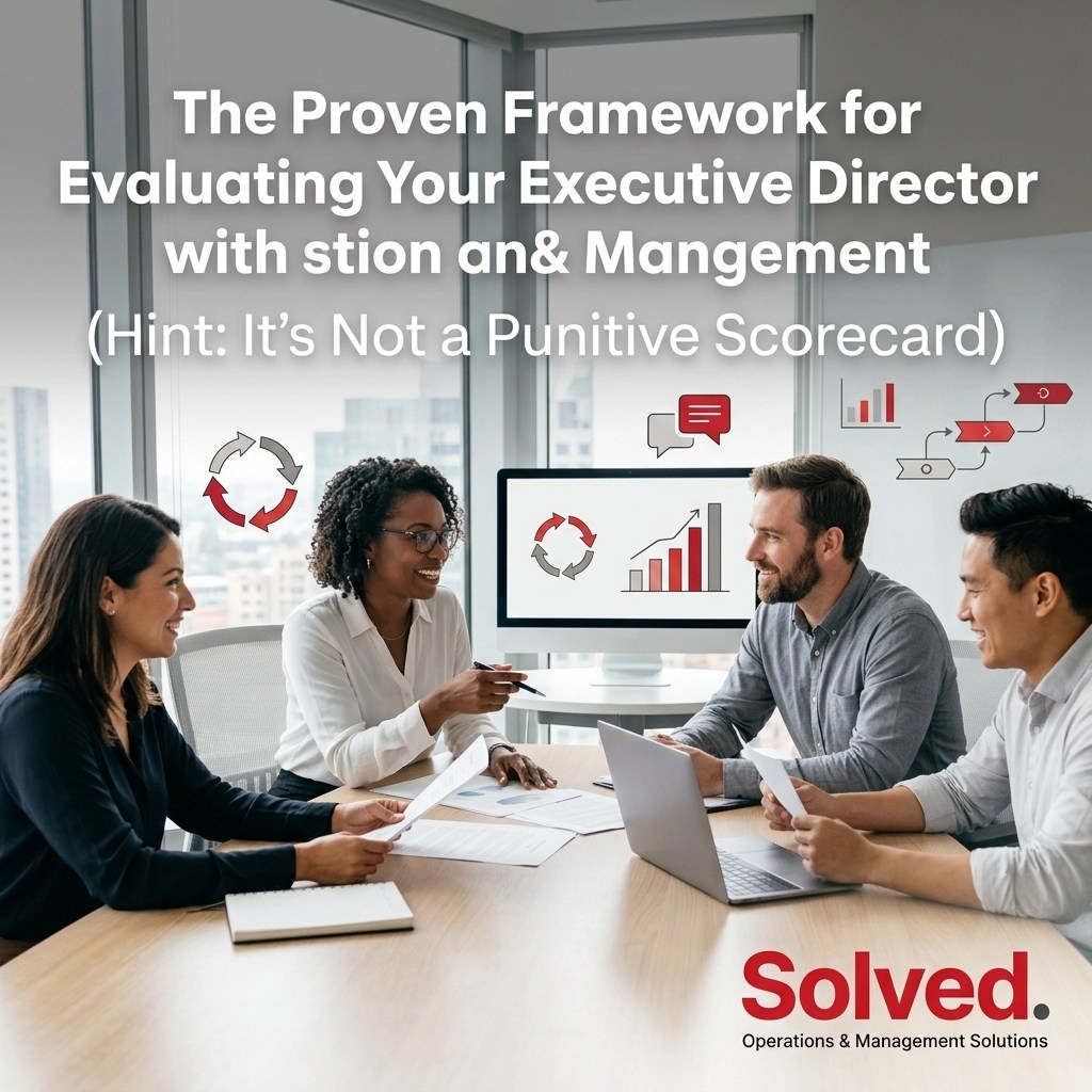 [HERO] The Proven Framework for Evaluating Your Executive Director (Hint: It’s Not a Punitive Scorecard) with Solved. Logo Overlay