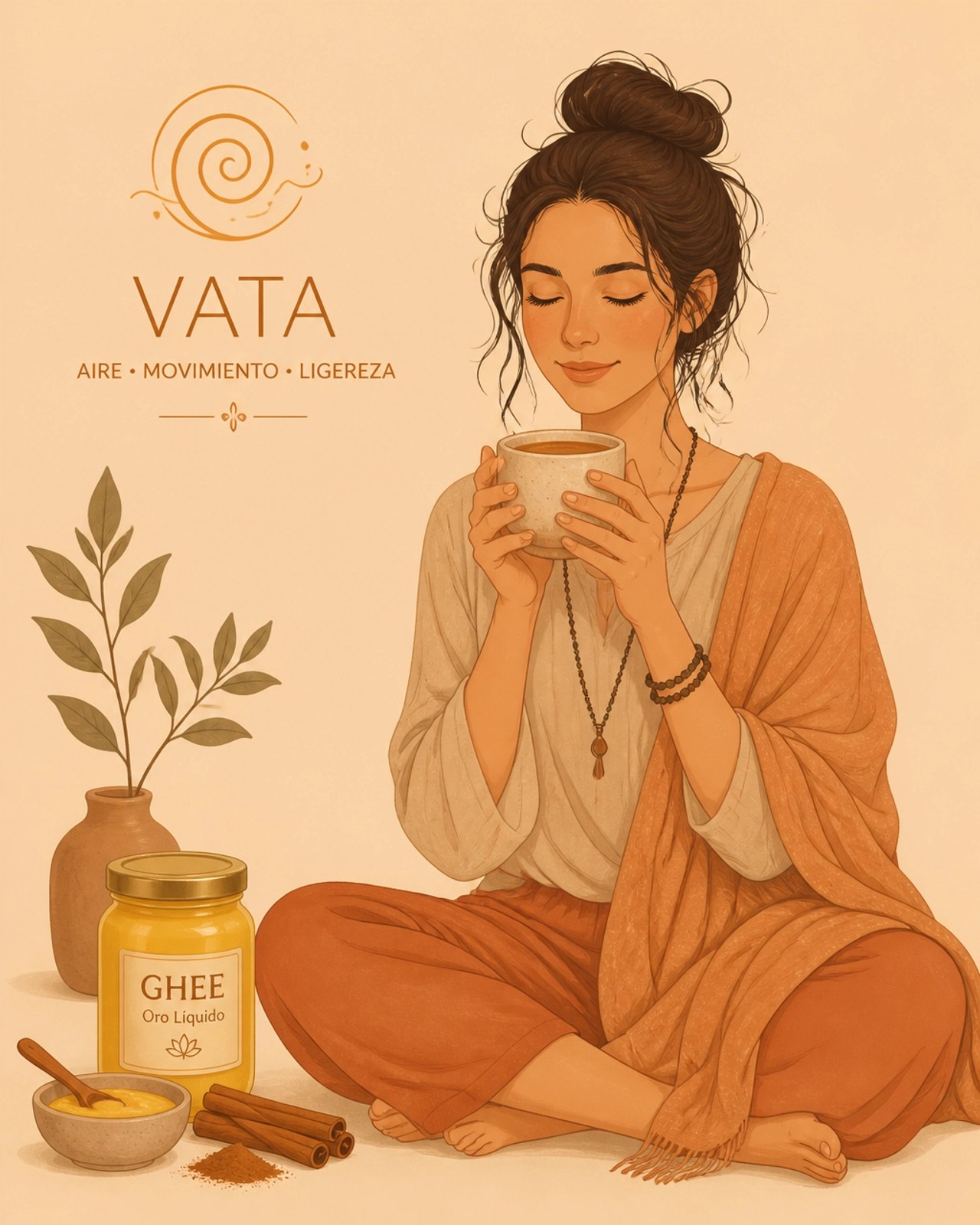 Equilibrio de Vata al consumir café con especias y grasas saludables