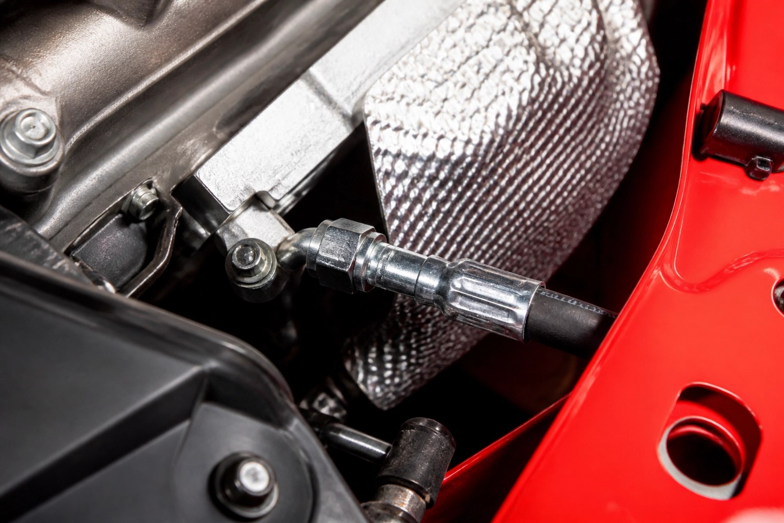 Engine bay hydraulic line detail