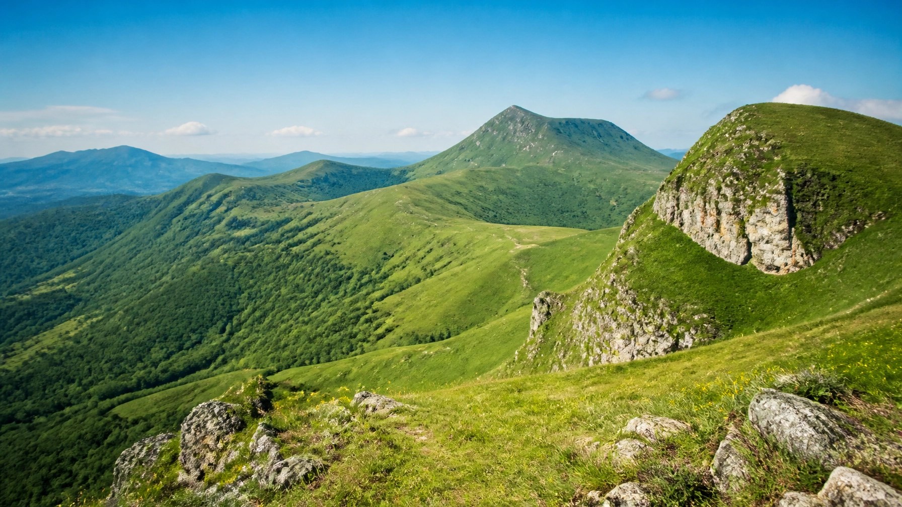 Scenic landscape of the French Auvergne region
