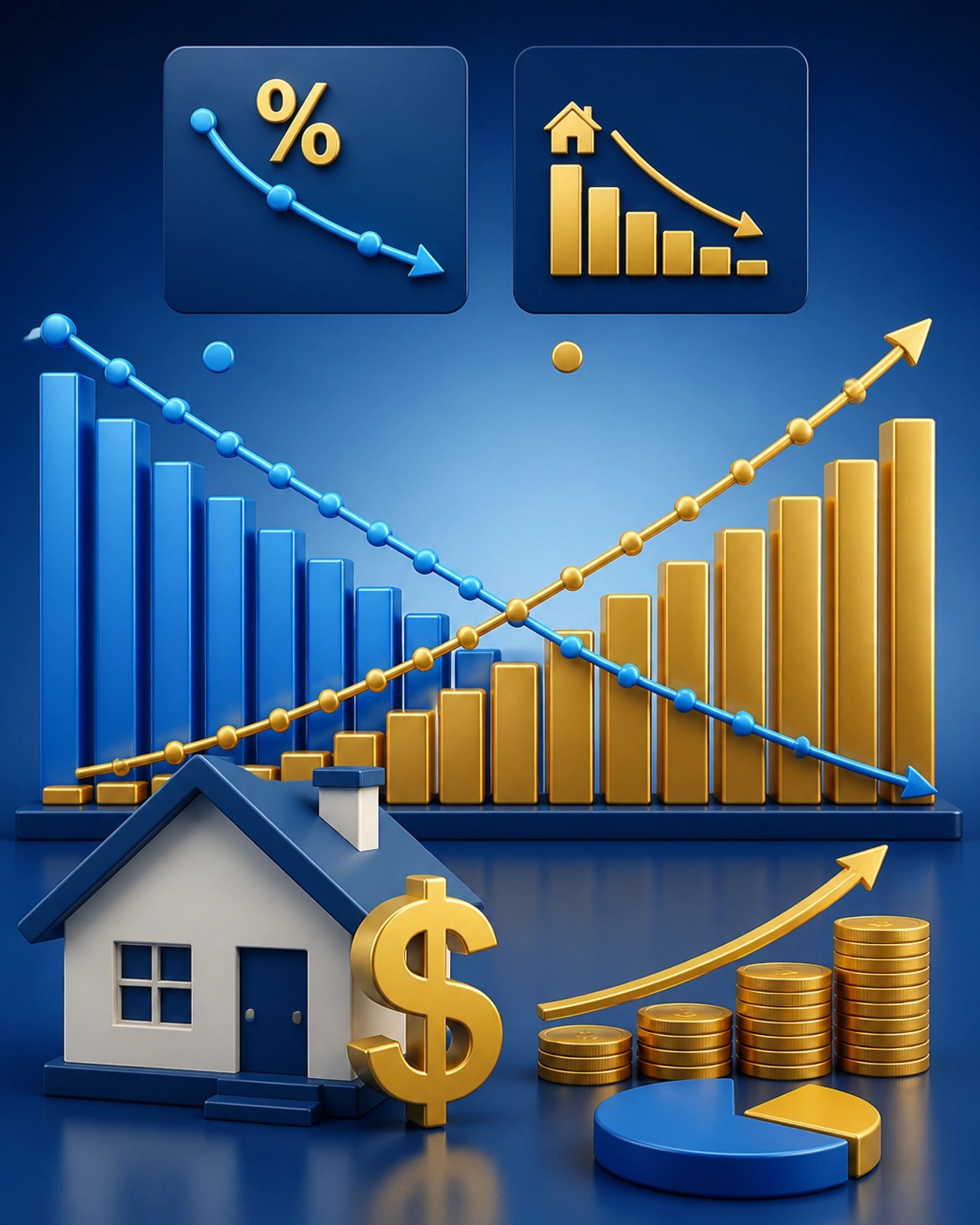 Infographic illustration showing the relationship between interest rates and debt reduction