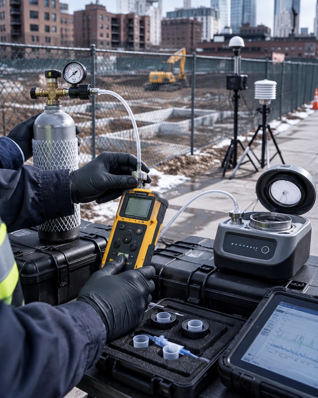 Field calibration of a PID VOC monitor and PM10 instrument beside an NYC excavation perimeter