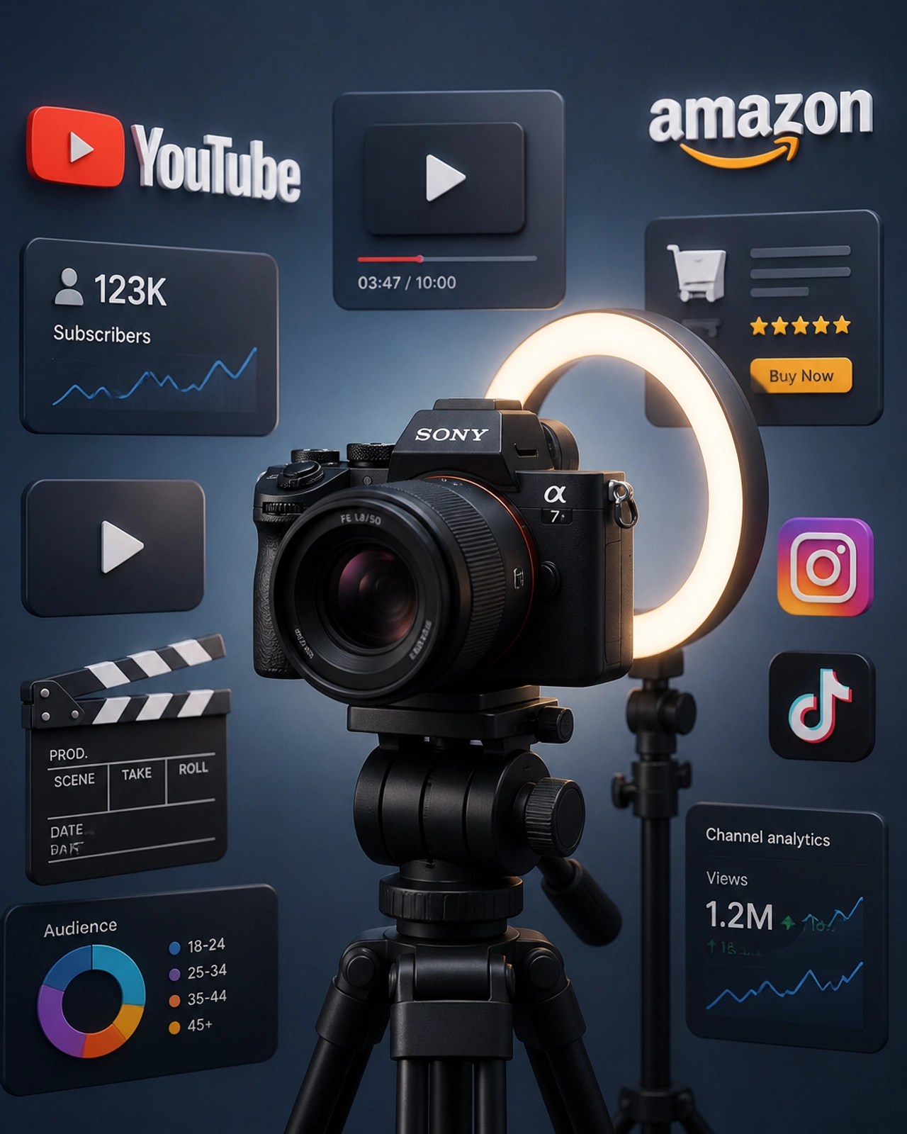 Professional Sony mirrorless camera setup for vlogging and content creation
