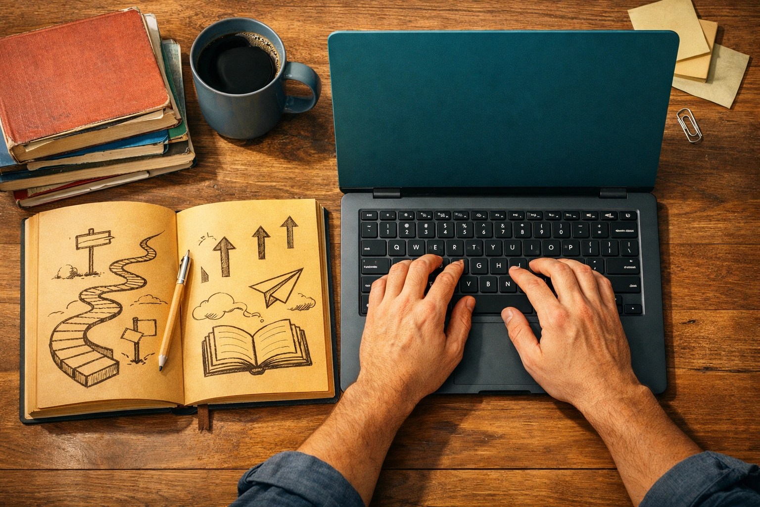 Student documenting projects on a laptop to build a proof-of-work portfolio and demonstrate career impact.