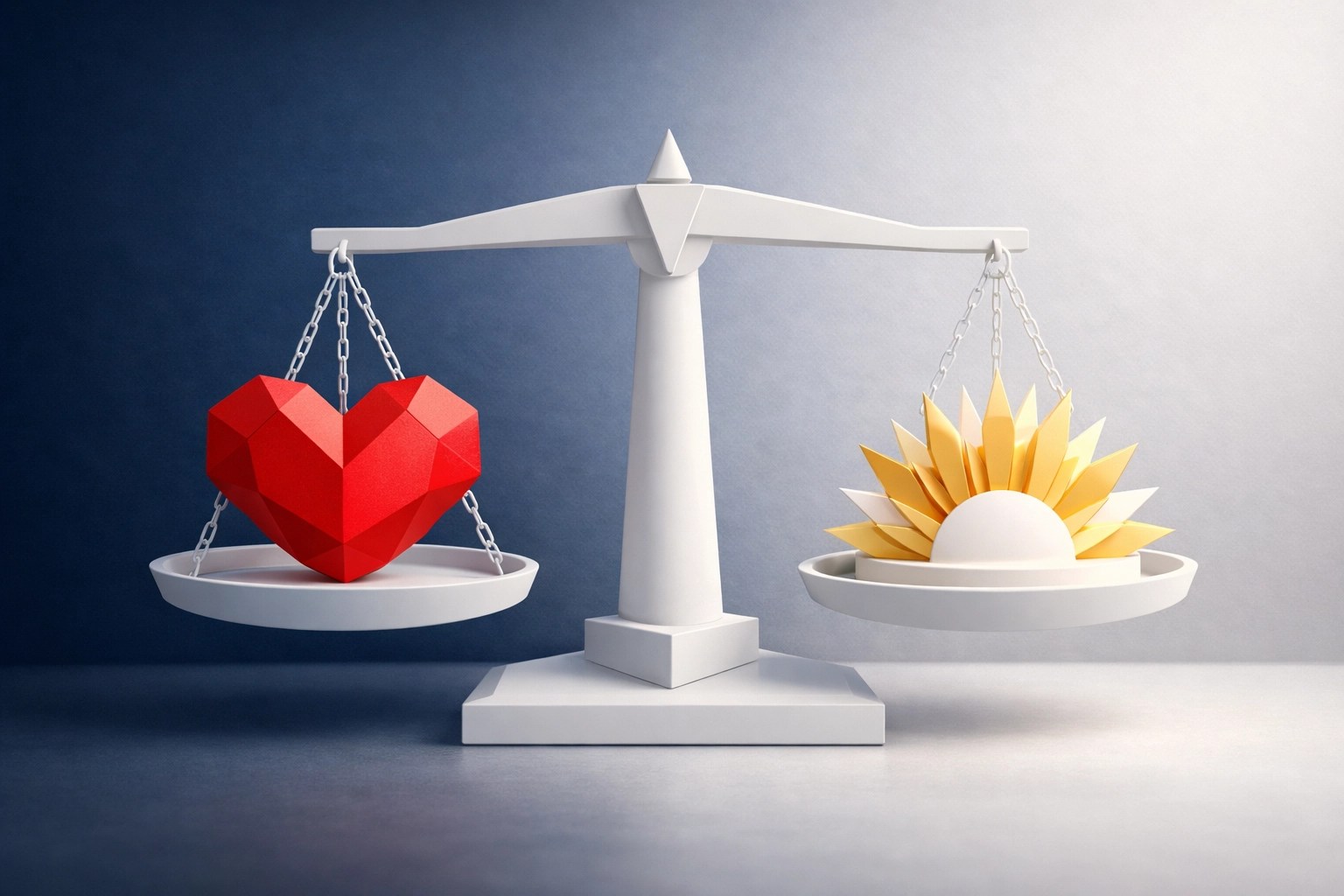 Justice scales with a heart and sunburst representing VA DIC back pay and PACT Act hypertension claims for survivors.