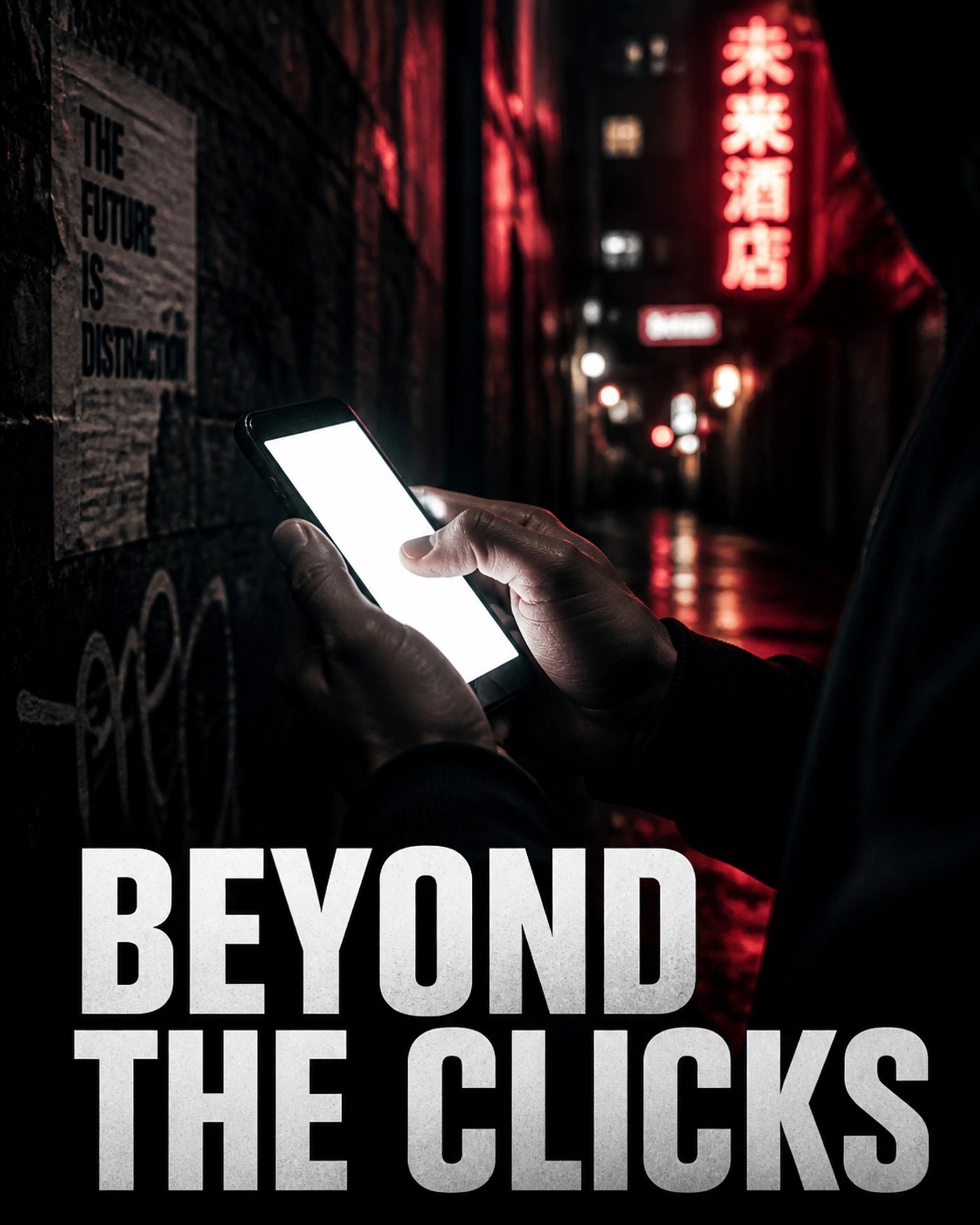Person holding a glowing smartphone in an urban setting focusing on media consumption beyond the clicks.