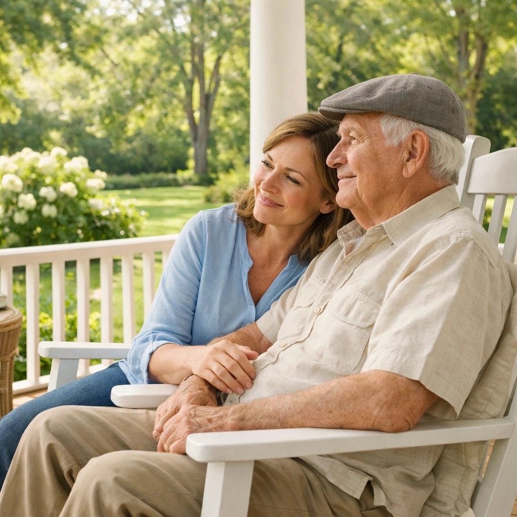 A family on a porch in Georgia representing the peace of mind from life insurance living benefits.