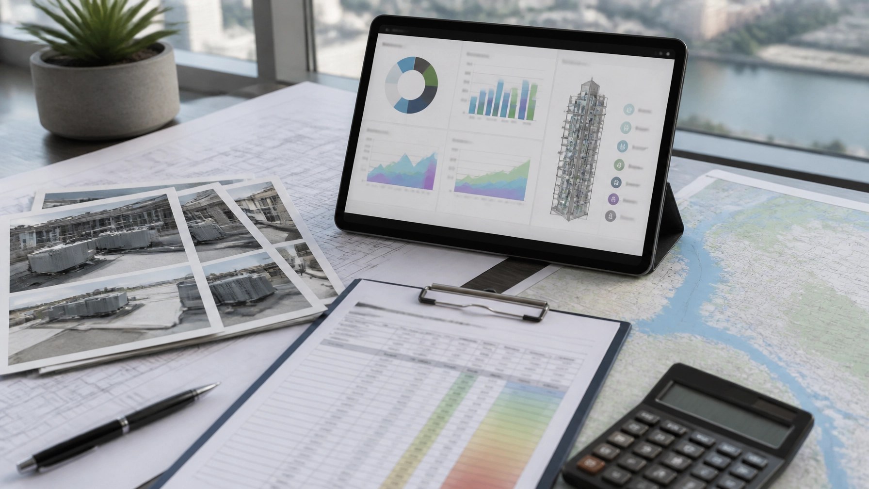 AI-generated lender due diligence workspace showing property inspection records and capital planning materials