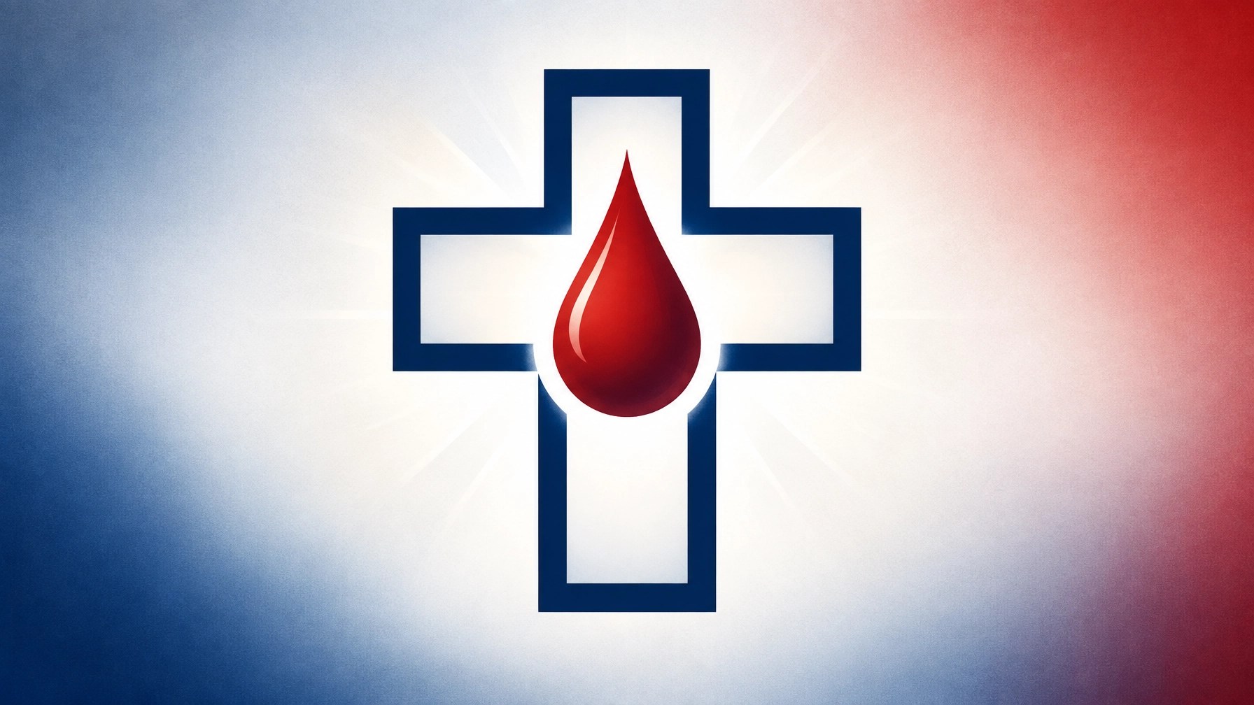 Deep-red abstract drop resting within a radiant geometric cross outline