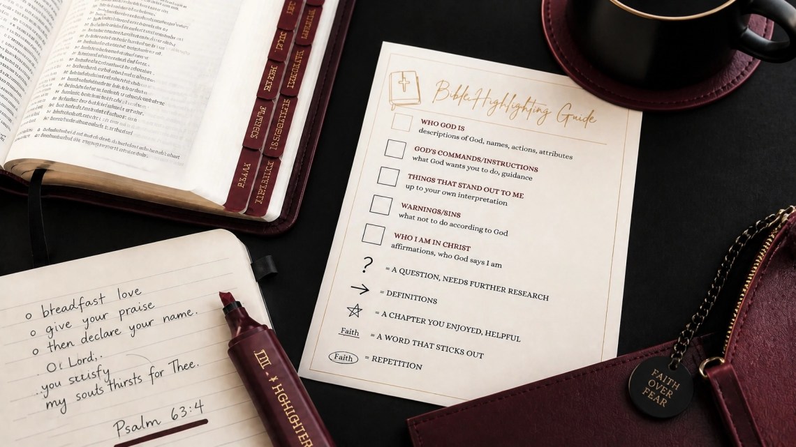 Bible study supplies arranged for gathering Scriptures and organizing notes