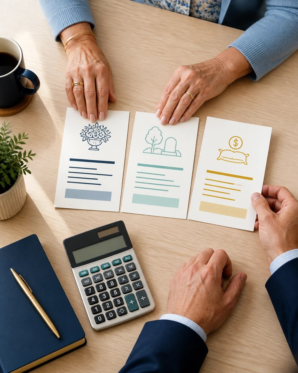 Senior reviewing final expense coverage amounts with an advisor