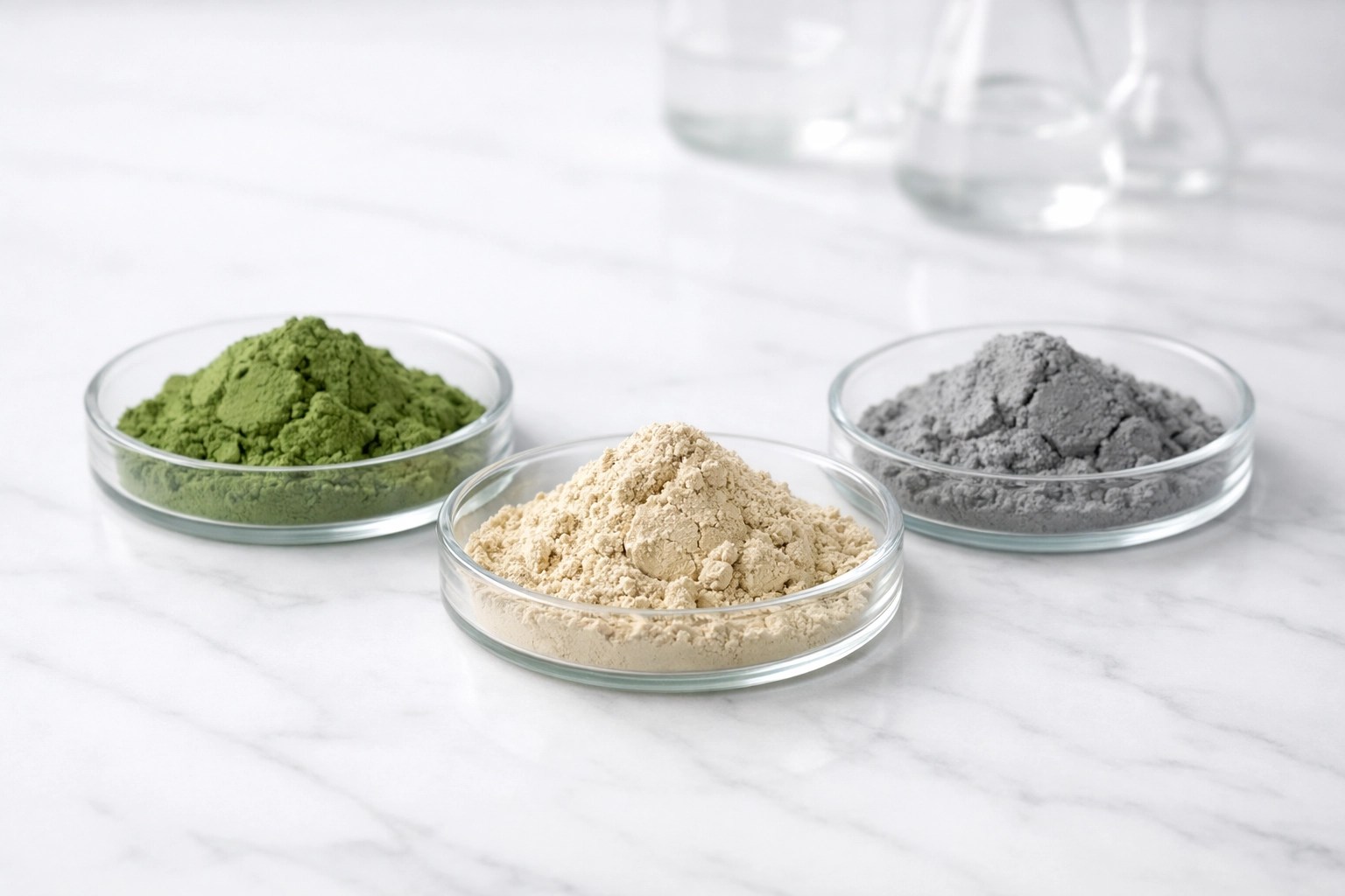 Laboratory testing of montmorillonite, kaolin, and bentonite clay samples for purity certification