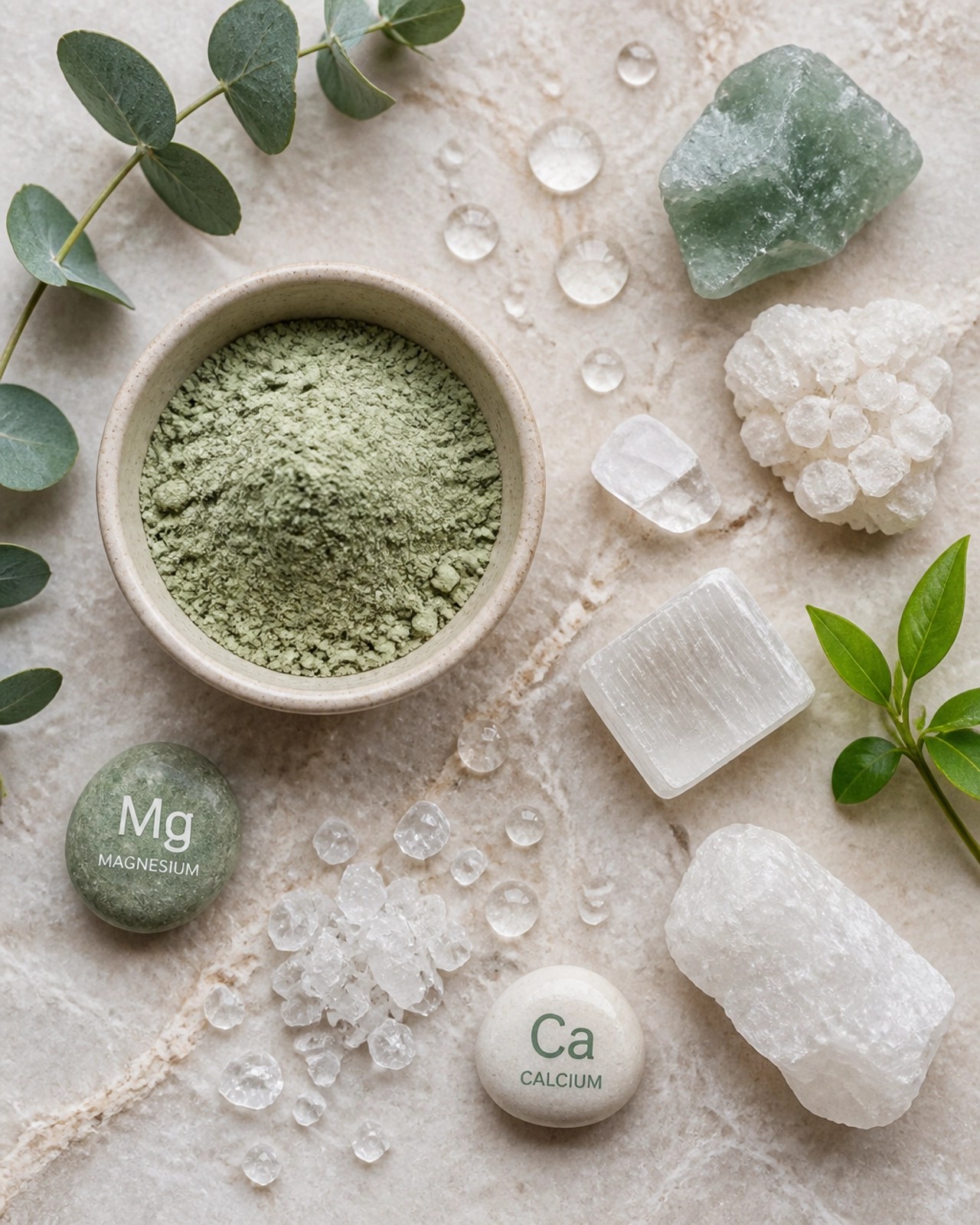 Natural minerals and green clay powder