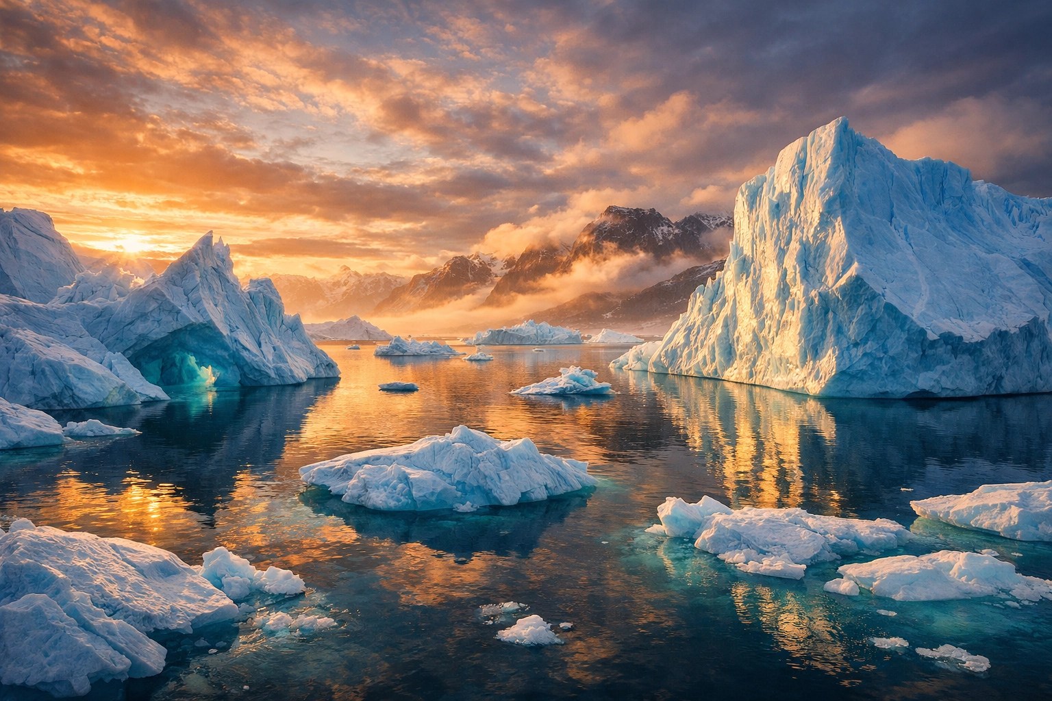 Greenland icebergs in Ilulissat Icefjord near KOKS restaurant Arctic dining destination