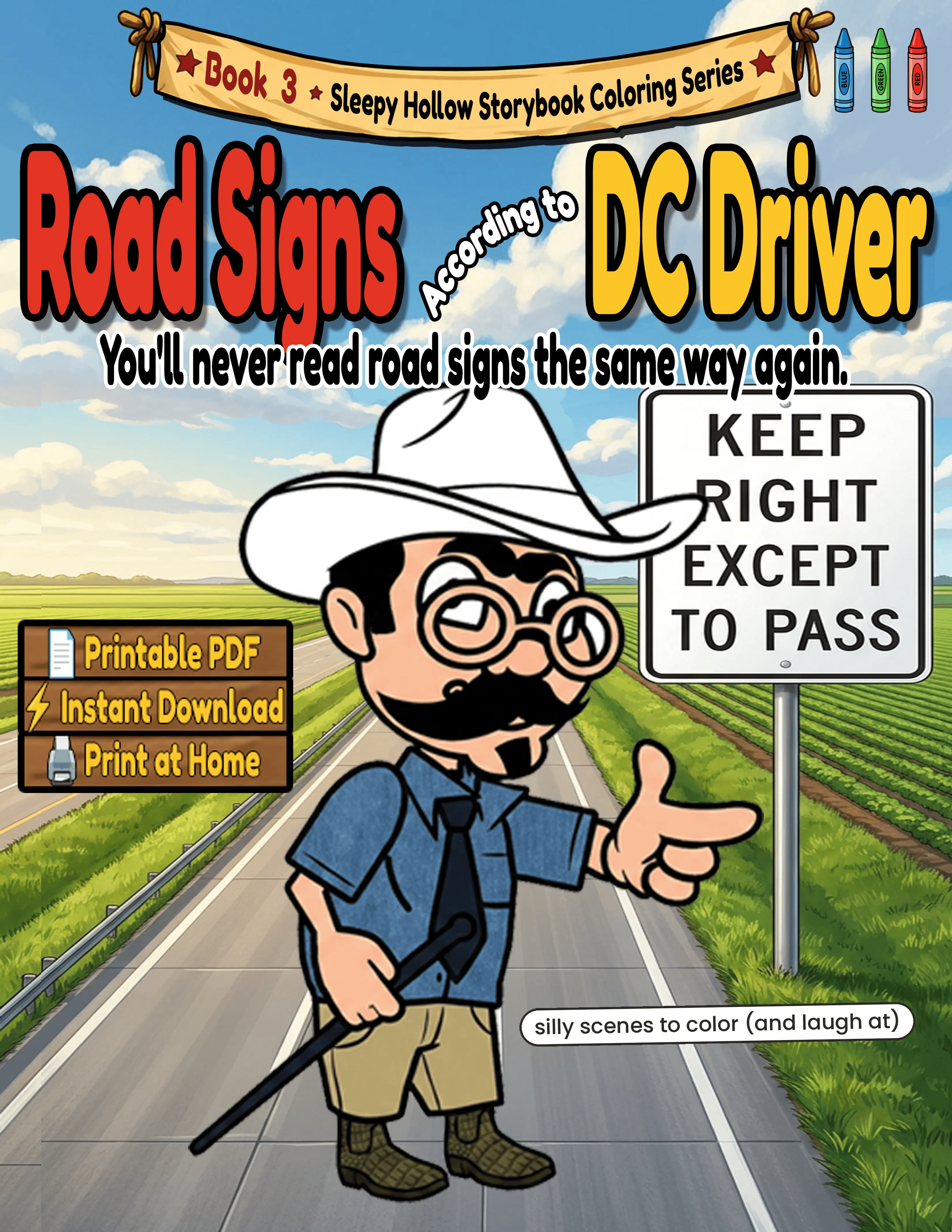 Road Signs According to DC Driver coloring book promotional cover art