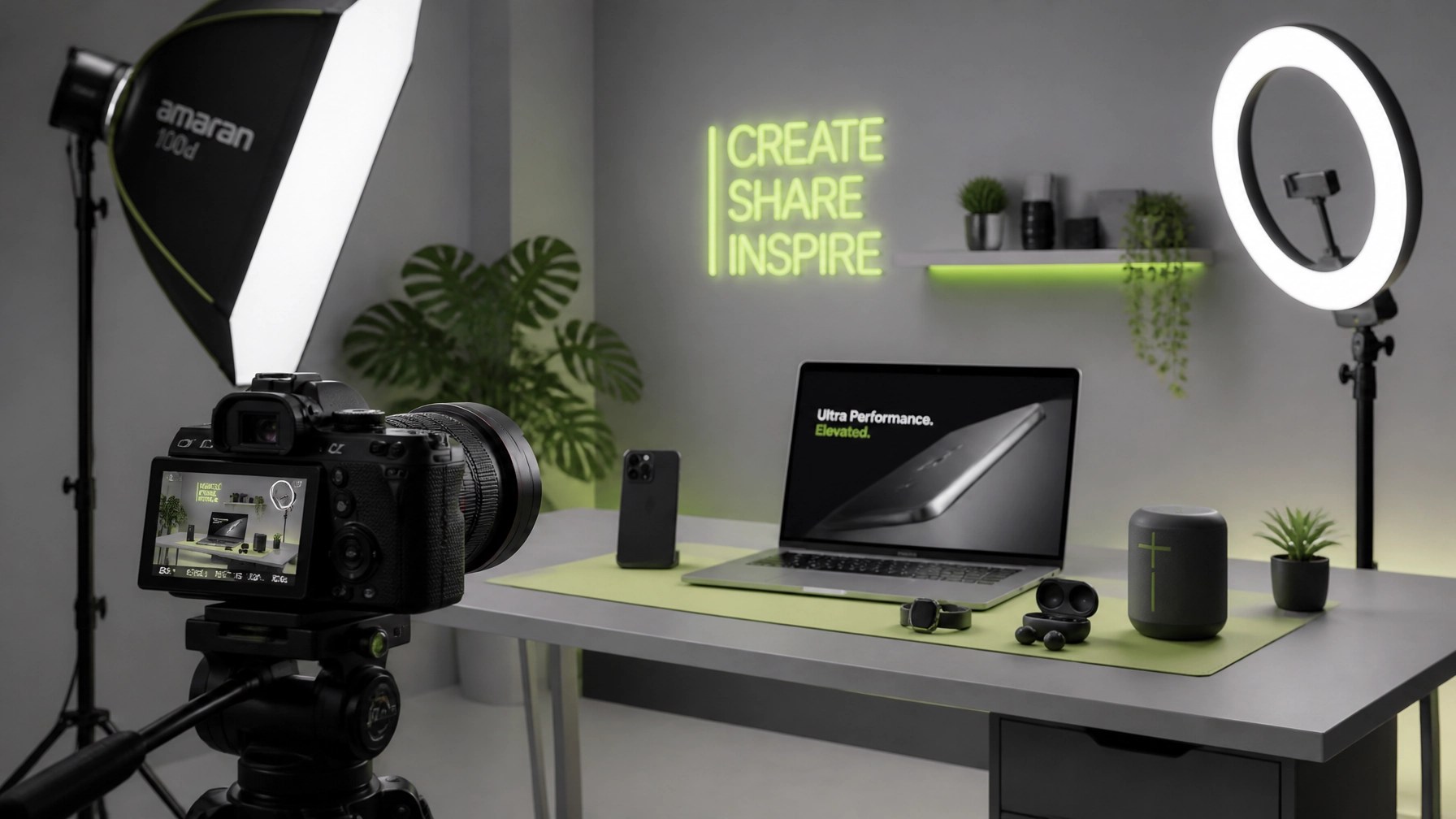 Professional camera and lighting setup for high-quality product video reviews
