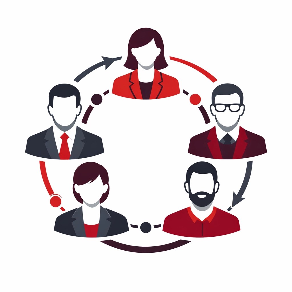 Illustration of distributed leadership and succession planning for non-profit resilience.