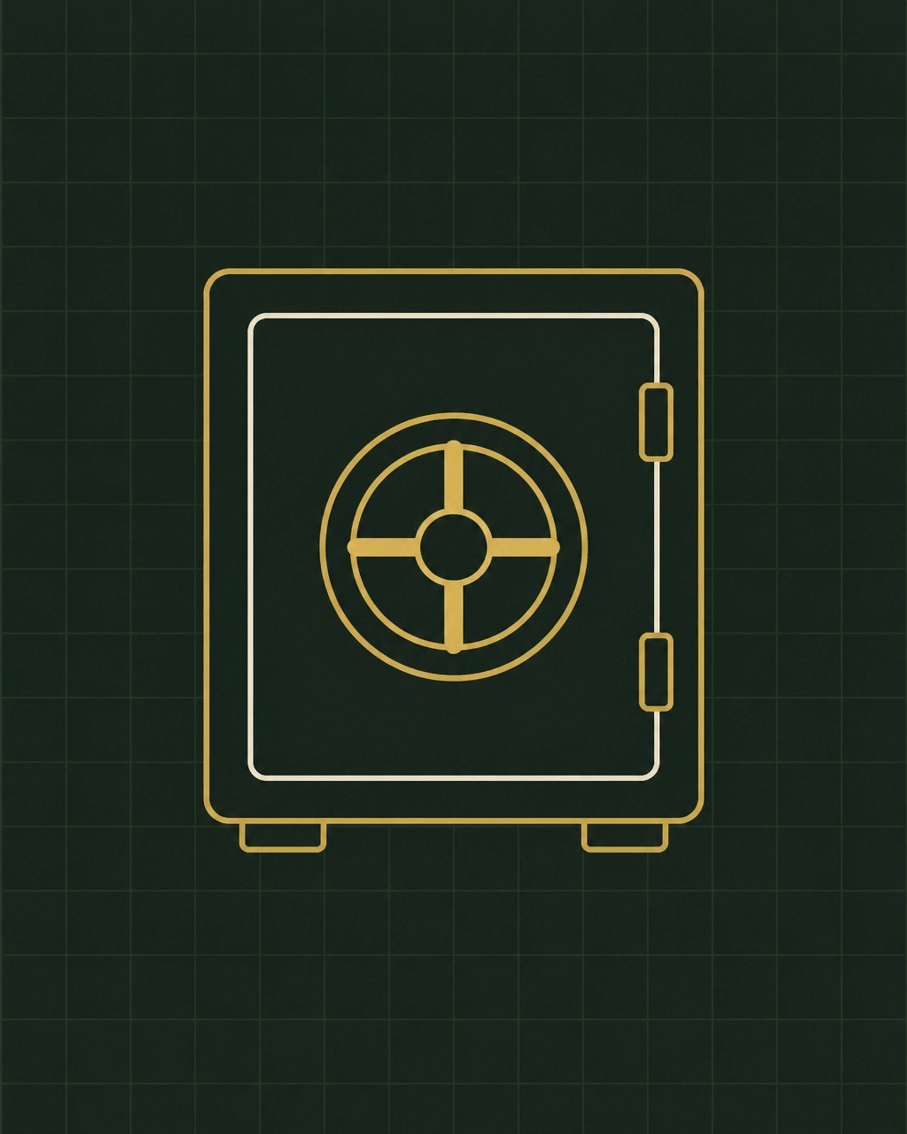 A minimalistic vector of a vault door with a circular handle