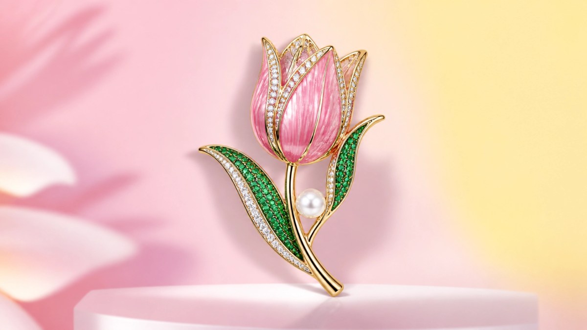 Elegant Pink Tulip Brooch