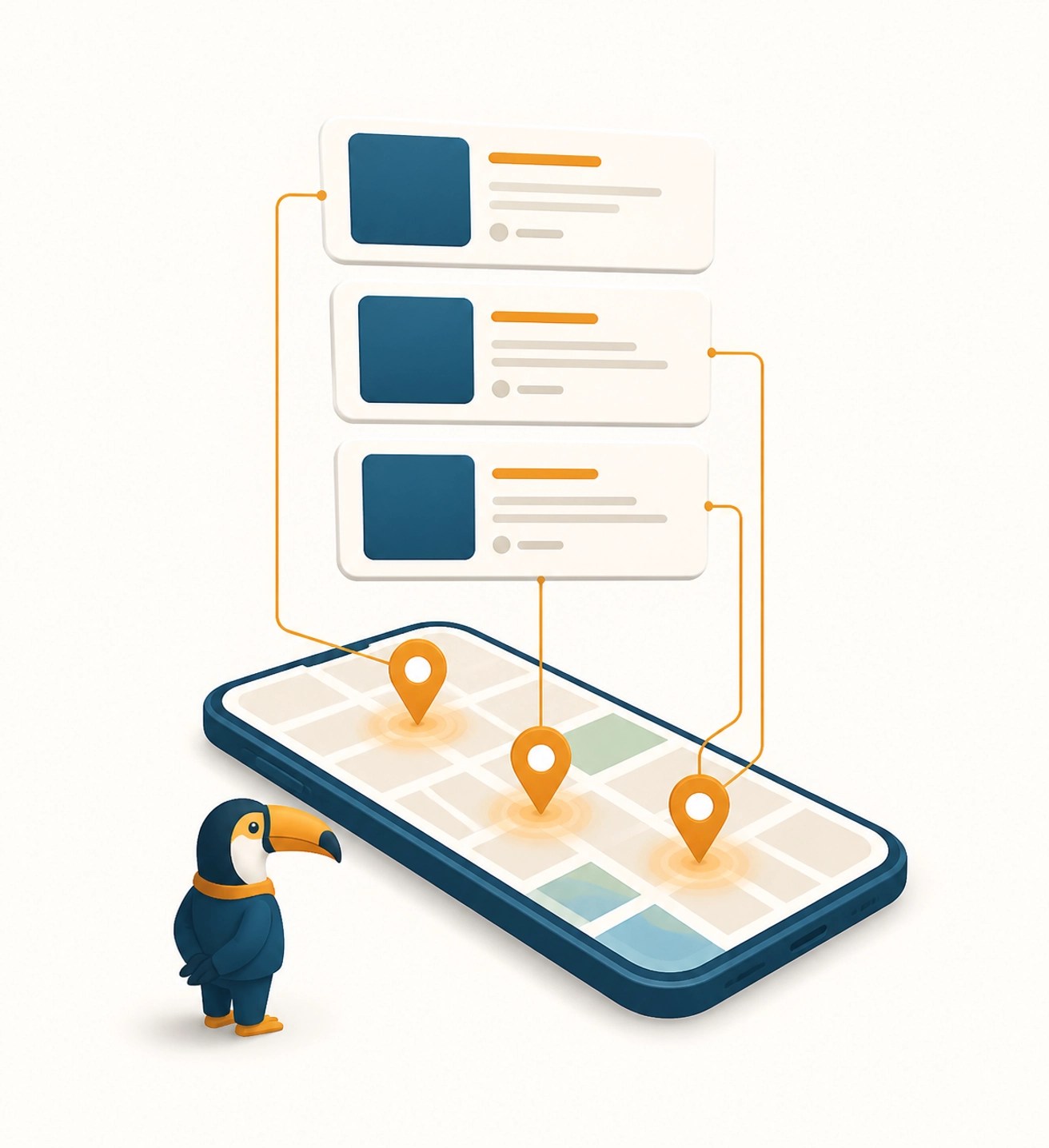Illustration of a smartphone displaying the Google Map Pack results for local therapy practices.