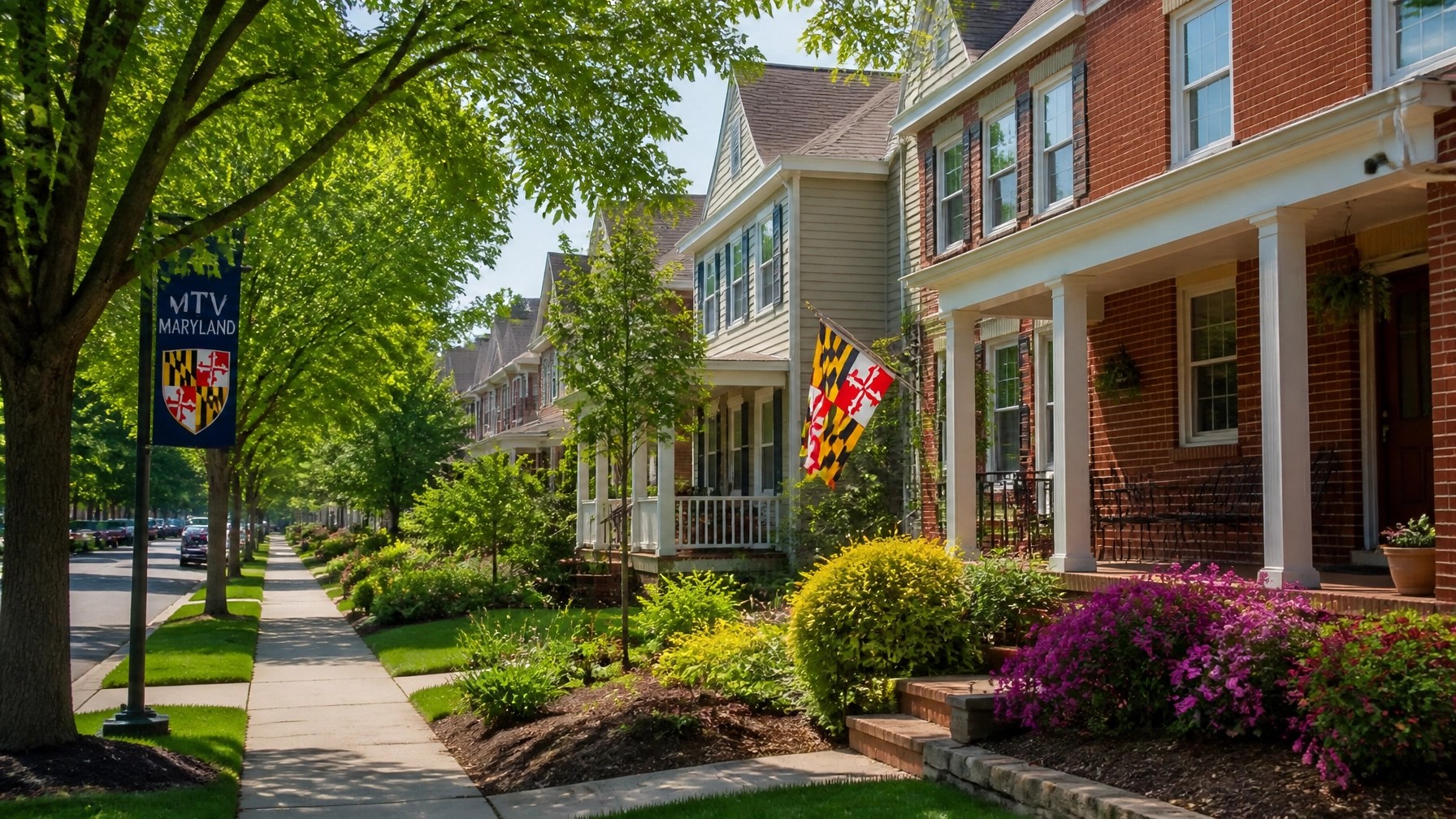 A peaceful Maryland neighborhood street representing the local market context.