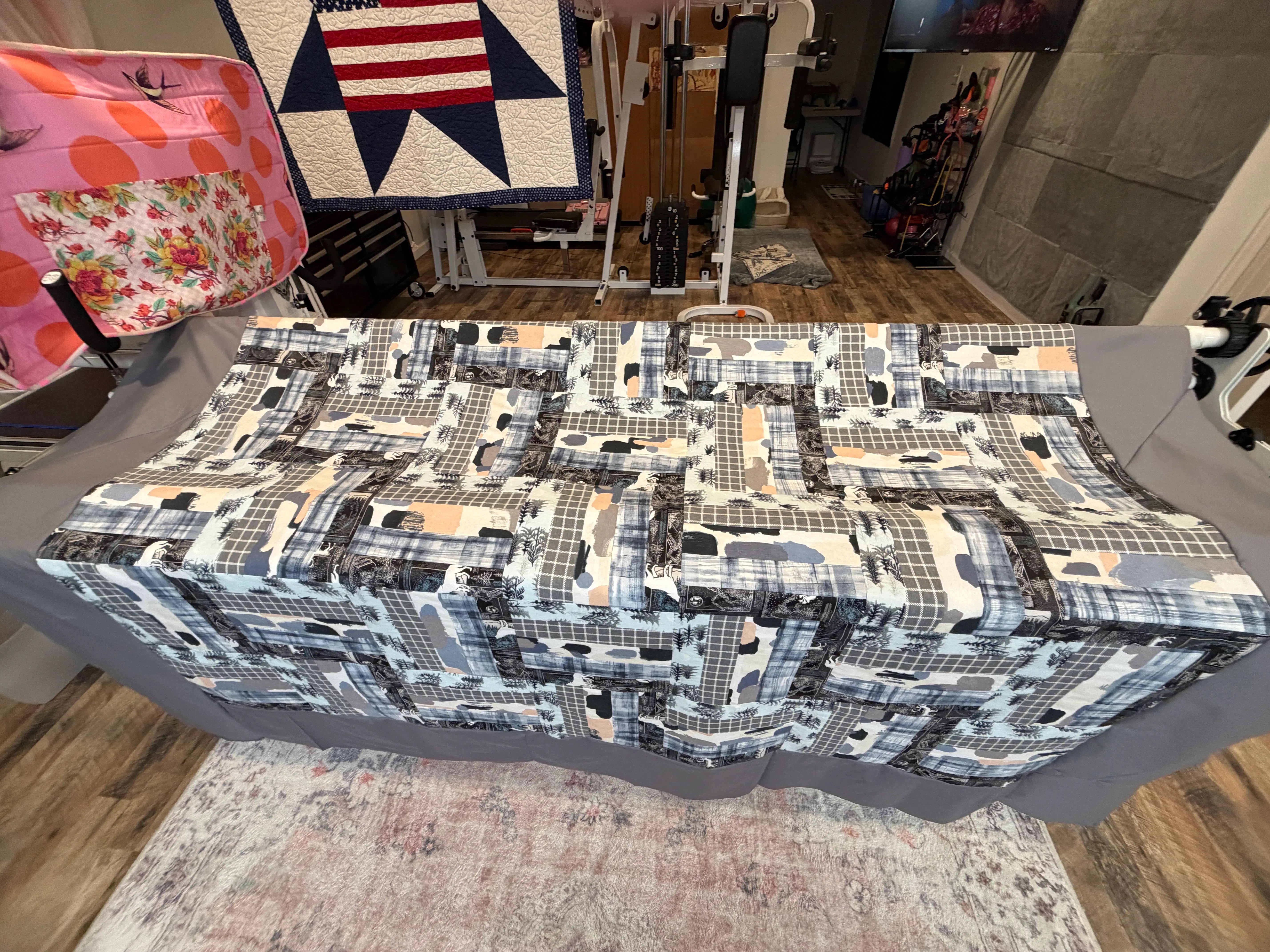AccuQuilt Go Big cutter and flannel strip cutting process