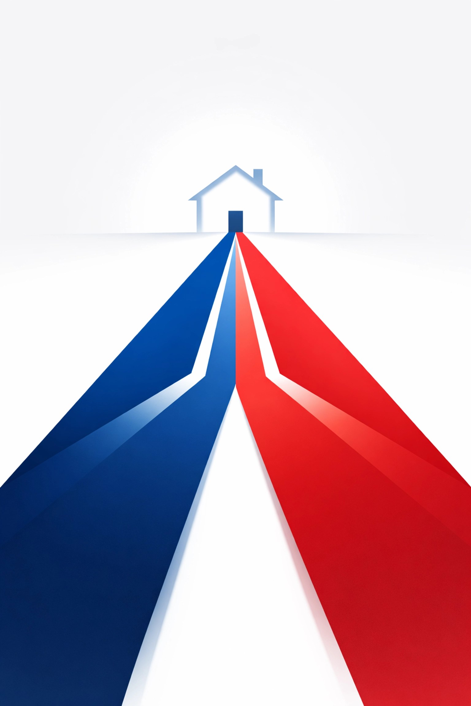 Patriotic path leading to a secure home, representing military families moving toward safe homeownership.