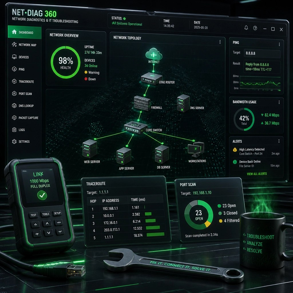 Network diagnostics and IT troubleshooting tools