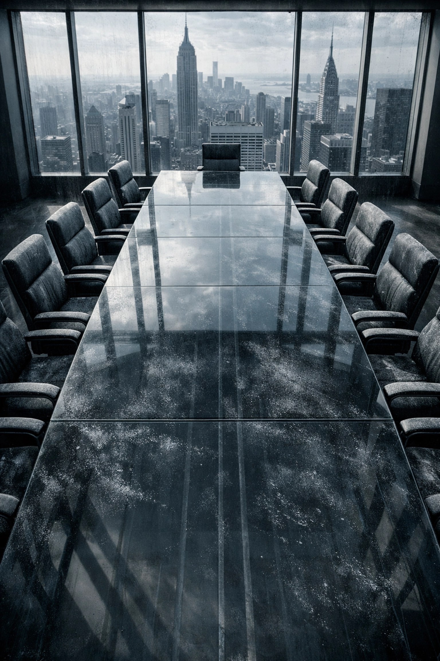Empty corporate boardroom symbolizing disconnected big box consulting firms in NYC